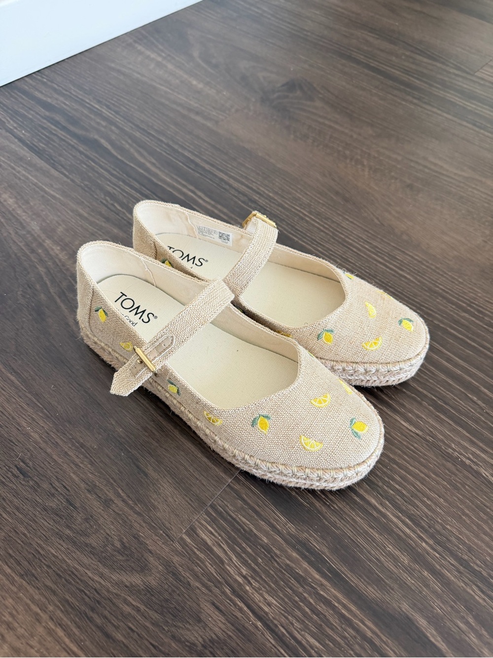 TOMS  Beige Lemon Mary Jane Espadrilles